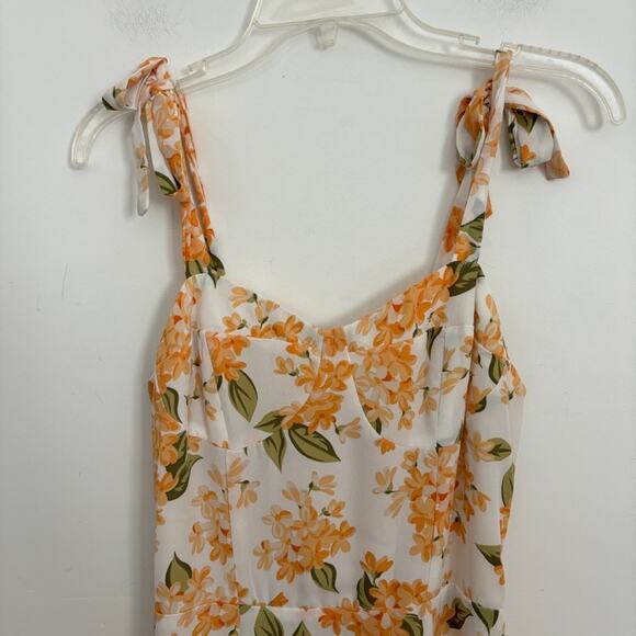 Rihoas Moony Printed Suspender Dress Yellow Floral Midi M - Picture 5 of 9
